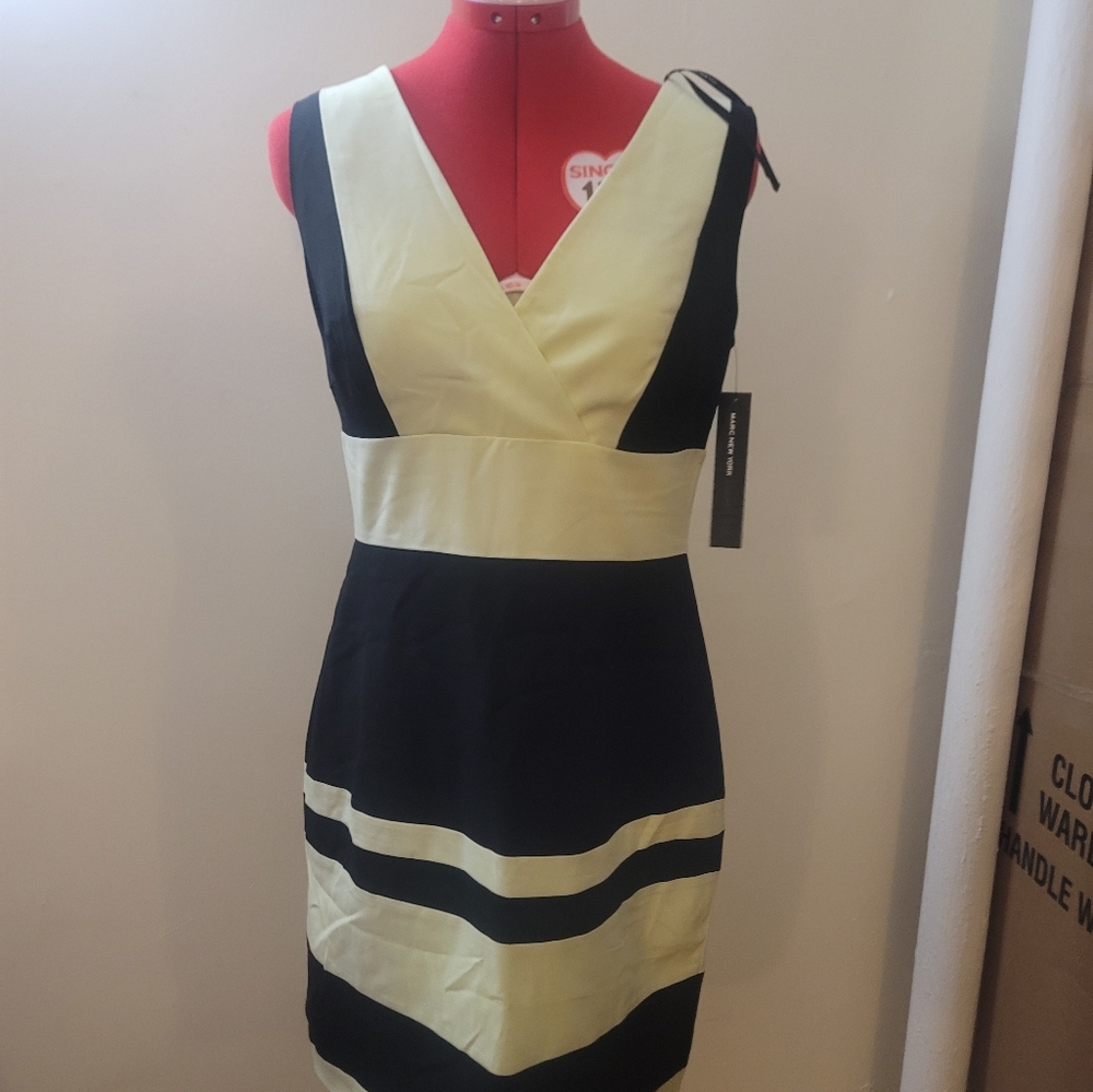 Andrew Marc Black and Lemon Drop Dress